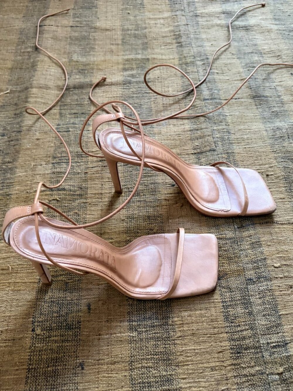 Inamorata Lace-Up Heels - Nude